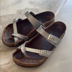 Birkenstock Silver Sandals with Anatomical Footbed